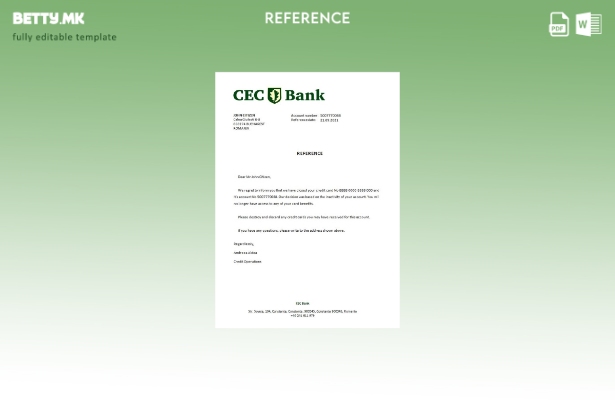 Референтен шаблон за затворање на банка во модерен стил Романија CEC